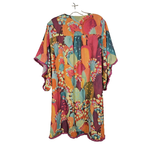 Judith March Open Kimono Size Large Southwestern Cactus Desert Colorful Topper - Picture 5 of 15